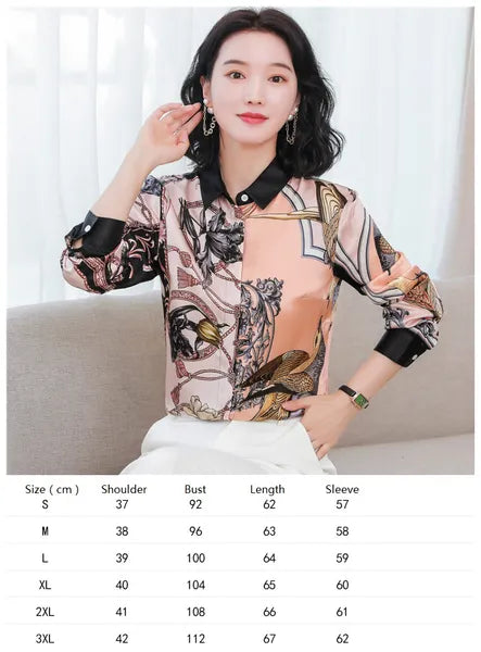 Vintage Butterfly Printed Runway Silk Blouses Women  Fashion Designer Striped Shirts Slim Business Office Ladies Button Spring Summer Long Sleeve Tops