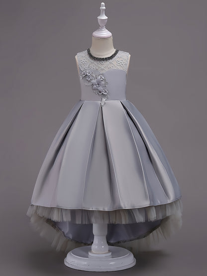 Stunning Girls' Tutu Dress - High-Low Tail, Sparkly, Elegant, and Comfortable - Perfect for Christmas, Birthday, Wedding, and Performance Occasions