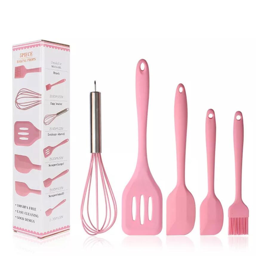 5-Piece Heat-Resistant Silicone Utensil Set - Durable, Easy-Clean Kitchen Tools for Modern Chefs