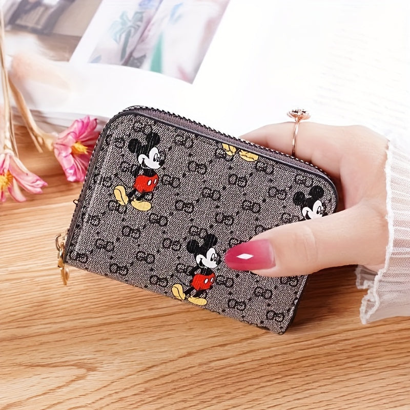 Cute Mickey Mouse Coin Purse, Casual Zipper Credit Card Storage Bag, Portable & Fashionable Wallet