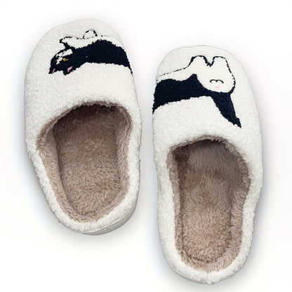 Cute Cartoon Fluffy Home Slippers, Soft Sole Bedroom Cozy Plush Lined Shoes, Non-slip Floor Mute Slippers, Winter & Autumn