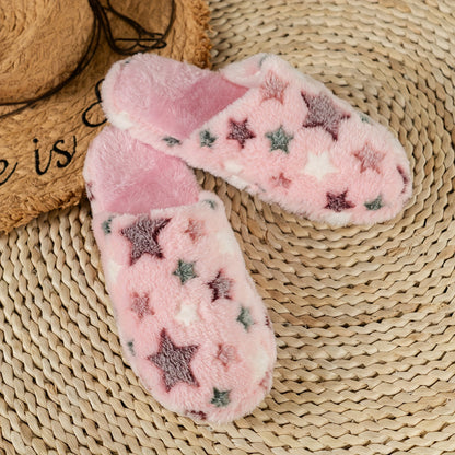 Cozy Winter Slippers: Soft Fleece with Cute Star Patterns - Perfect for Indoor Comfort