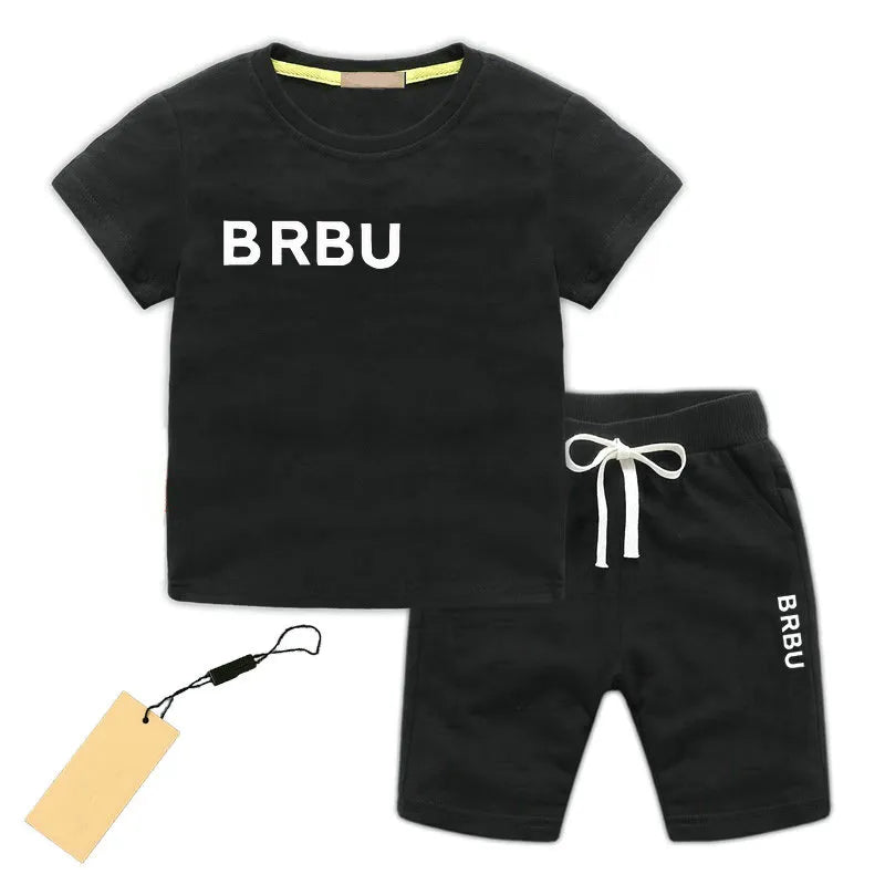 In stock 2-7 Years Designer Kids Clothing Sets T-Shirt Pants Set Brand printing Children 2 Piece pure cotton Clothing baby Boys girl Fashion Appare