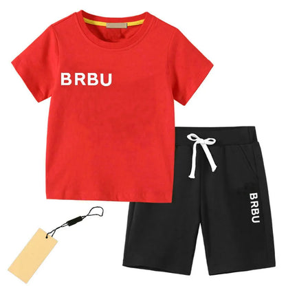 In stock 2-7 Years Designer Kids Clothing Sets T-Shirt Pants Set Brand printing Children 2 Piece pure cotton Clothing baby Boys girl Fashion Appare