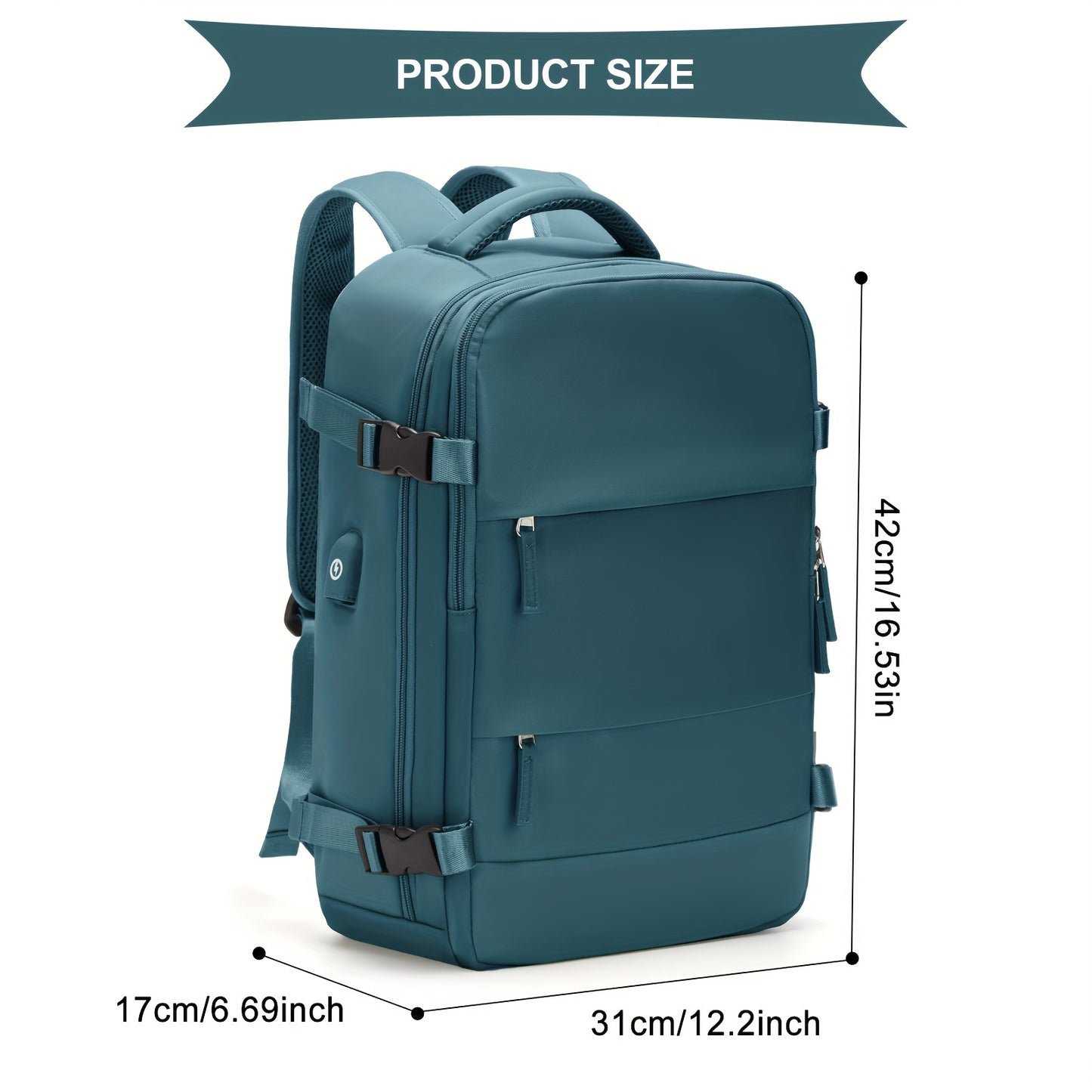 14 Inch Laptop Waterproof Travel Backpack - Spacious Carry On, Durable Hiking, Outdoor Sports, Casual Daypack, School Bag - Large Size with USB Charging Port, Shoes Compartment, and Padded Laptop Sleeve