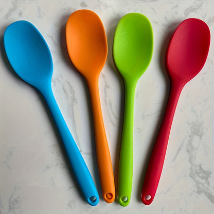 4pcs Silicone Kitchen Utensil Set - Heat Resistant, Non-Stick Mixing & Cooking Spoons for Baking and Stirring