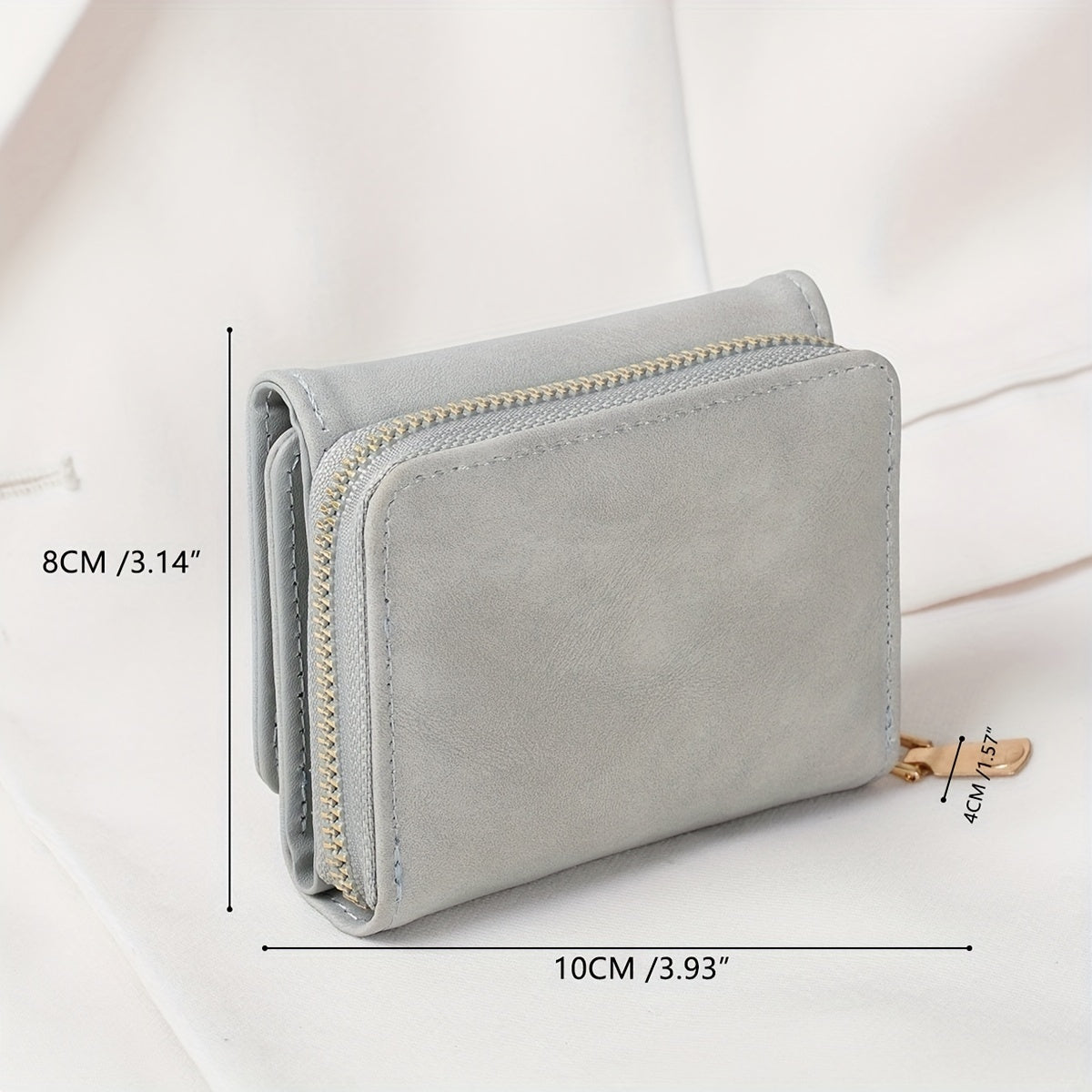 Solid Color Trifold Card Wallet, Minimalist Clutch Coin Purse, Trendy Casual Purse