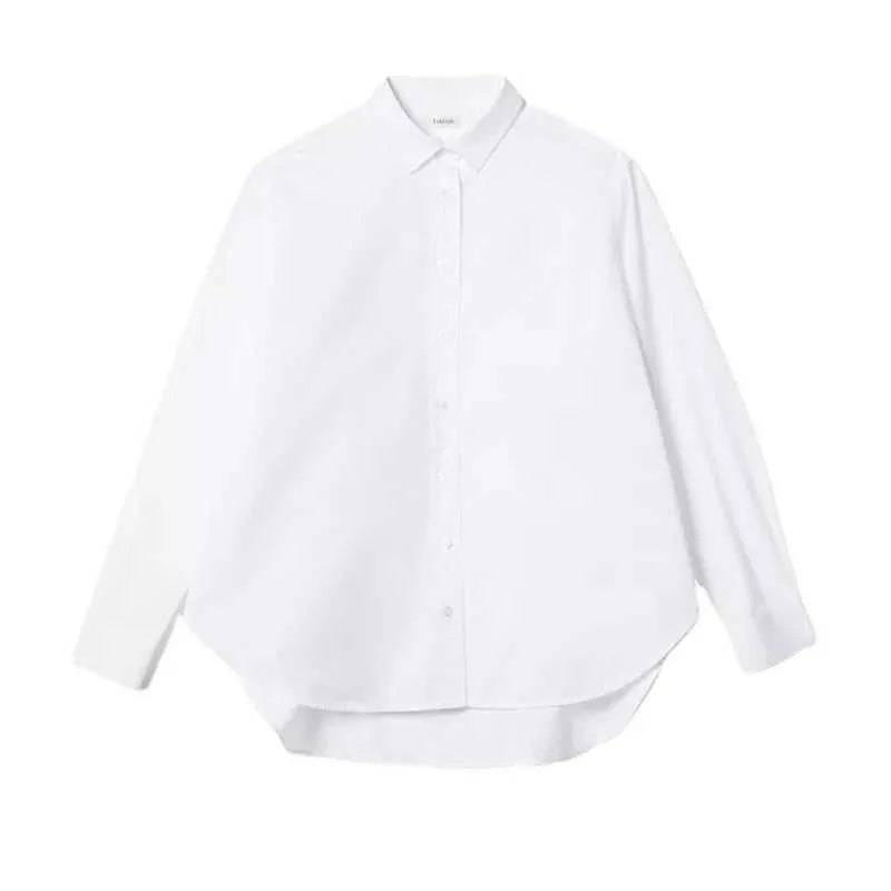 Toteme Embroidered Cotton Lapel Shirt  Fall Classic Designer Simple Loose Long Sleeve White Womens Tops Free Shipping