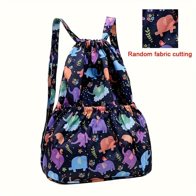 Vibrant Floral Print Nylon Drawstring Backpack - Spacious, Lightweight, Water-Resistant Travel & Sports Rucksack with Multiple Pockets and Polyester Lining for Women and Men