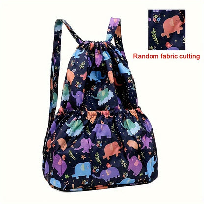 Vibrant Floral Print Nylon Drawstring Backpack - Spacious, Lightweight, Water-Resistant Travel & Sports Rucksack with Multiple Pockets and Polyester Lining for Women and Men