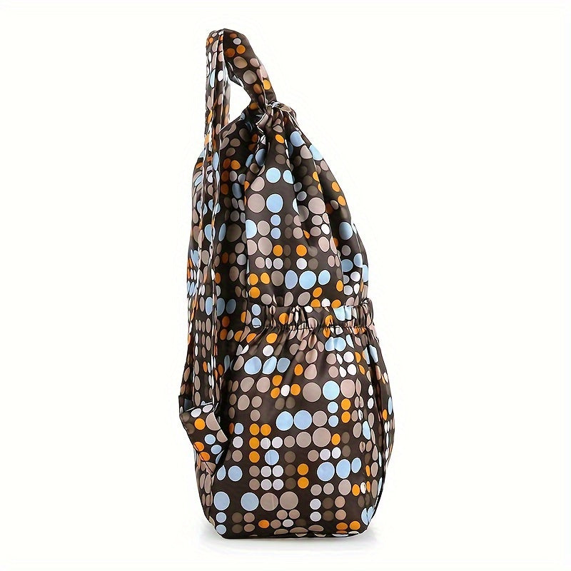 Vibrant Floral Print Nylon Drawstring Backpack - Spacious, Lightweight, Water-Resistant Travel & Sports Rucksack with Multiple Pockets and Polyester Lining for Women and Men