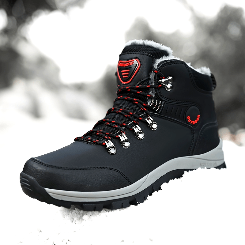 Mens Premium High Top Snow Boots - Fashionable Sturdy Design, Ultra-Warm Plush Lining, Comfy Non-Slip Lace Up, Durable Shoes for Mens Winter Wear