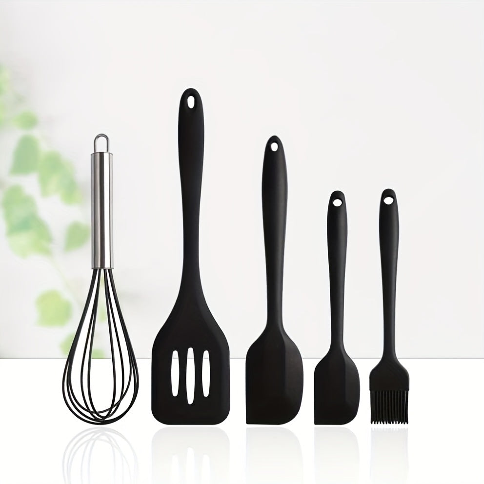 5-Piece Heat-Resistant Silicone Utensil Set - Durable, Easy-Clean Kitchen Tools for Modern Chefs