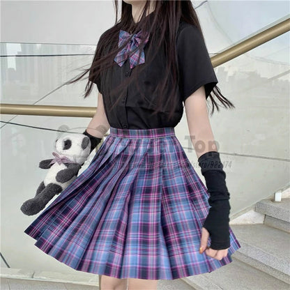 New Esports Girl JK Uniform Skirt Genuine Purple Pleated Skirt Short Skirt Suit Full Set Of Summer Autumn Girls' School Uniforms