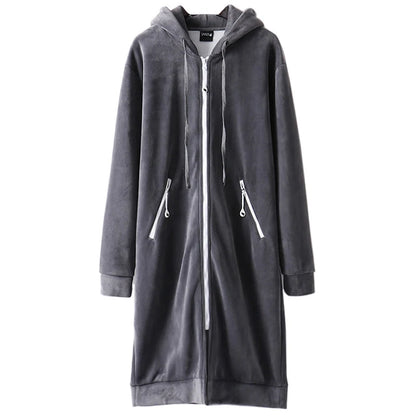 NewAutumn Thick Warm Hooded Basic Coats Women Sweatshirts Casual Loose Lady Winter Long Black Winter Fleece Hoodies Femme