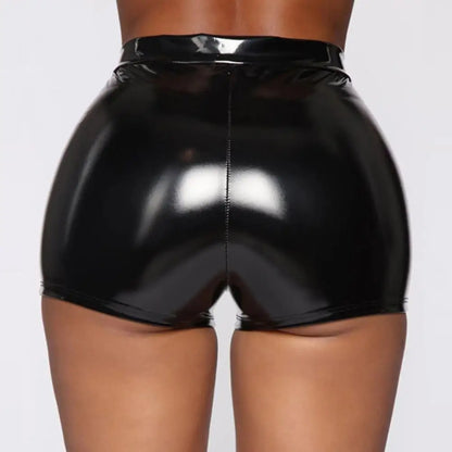 Women Faux Latex Leather Shorts Stretchy Slim High Waist Bodycon Biker Shorts Lady Skinny PU Casual Motorcycle Shorts New Custom