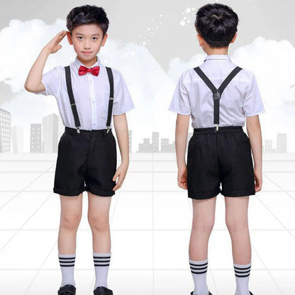 2022 School Uniforms for Children Kids Clothing Sets Tops+Skirt+Strap Teenager Girls Plaid Student Boys Choir Costumes 100-170Cm