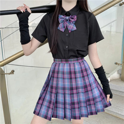 New Esports Girl JK Uniform Skirt Genuine Purple Pleated Skirt Short Skirt Suit Full Set Of Summer Autumn Girls' School Uniforms