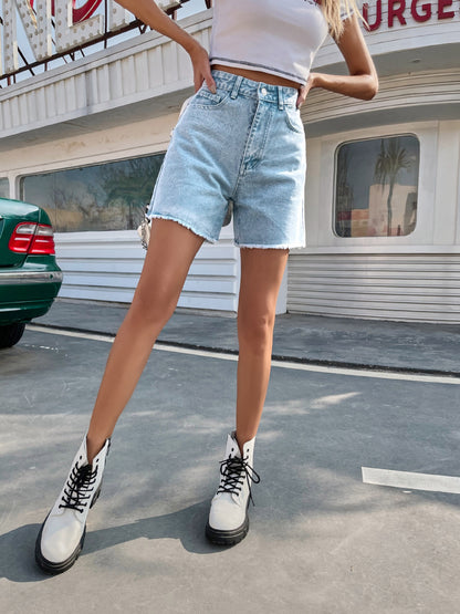 30760#  Trendy Loose Casual Women's Clothing New Denim Shorts Casual High Waist Loose-Fitting Slimming Pants