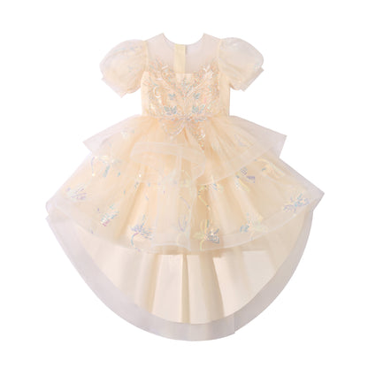 ZllKl  Foreign Trade New Princess Flower Girl Wedding Gauze Dress Children's Performance Costume Girls' Dress Birthday Banquet