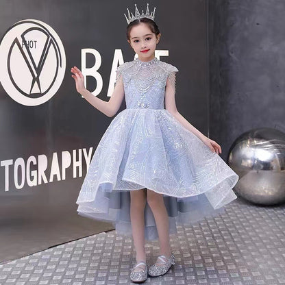 ZllKl  Girl's Host Evening Dress Princess Dress Children's Catwalk Trailing Flower Girl Piano Performance Costume High-End Affordable Luxury