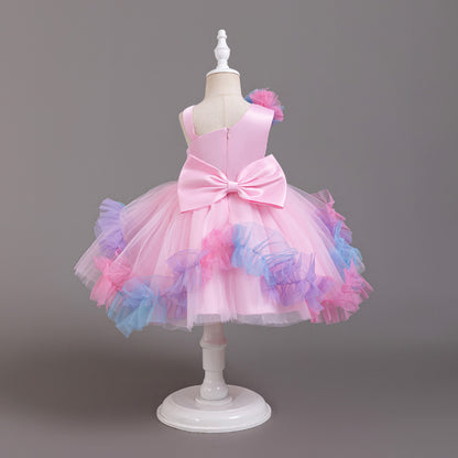 ZllKl  Girls' Dress High-Grade Pettiskirt Catwalk Evening Dress Children's Chorus Clothing Performance Children Princess Dress