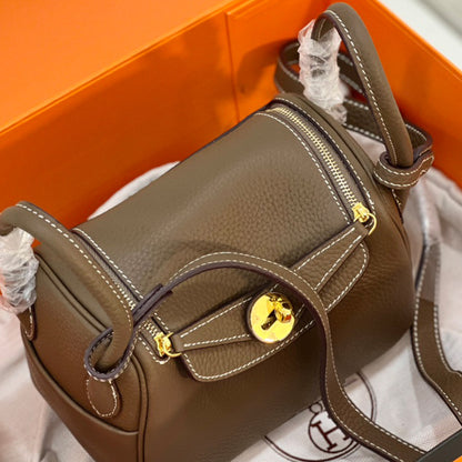 ZllKl  Lindy Bag Cowhide New Mini Pillow Bag Doctor Medical Box Messenger Bag Female Commuter Doctor Leather Shoulder Bag