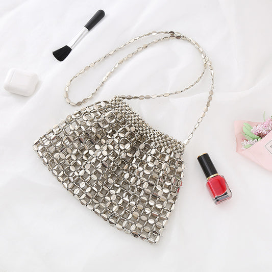 ZllKl  Handmade Beaded Finished Pearl Bag Ins All-Match Internet Celebrity Hand Carrying Woven Bag DIY String Beads Crossbody Bag Female Phone Bag