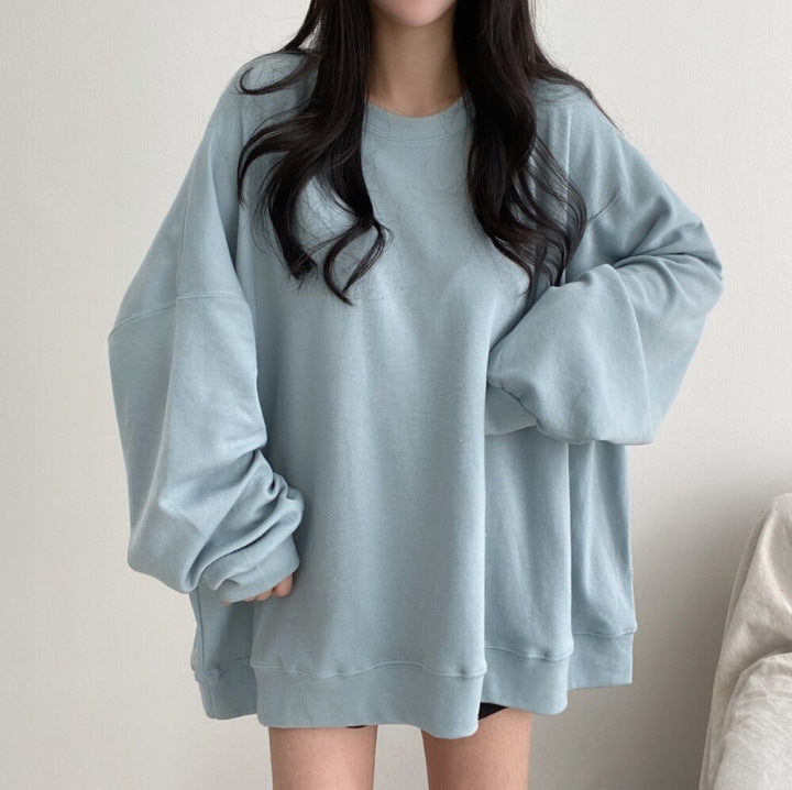 ZLLKL 2025 Cotton sweater women's loose Korean version spring and autumn thin vintage long-sleeved t-shirt clothes students lazy wind Popular trade