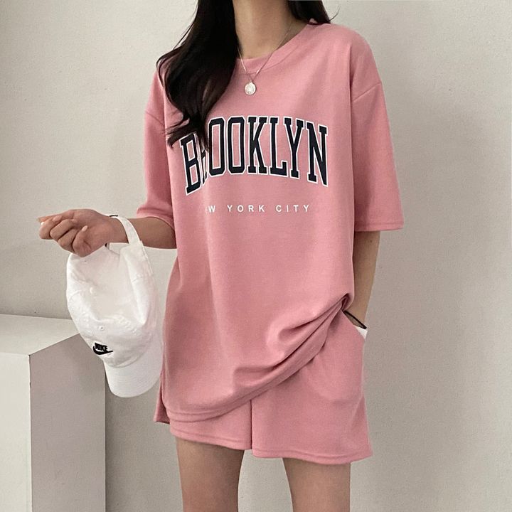 ZllKl Manufacturer 100% short-sleeved shorts women's two-piece suit women's New new summer fashion casual sportswear cotton