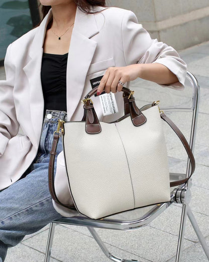 ZllKl  Genuine Leather Women's Bag  New Trendy Head Layer Togo Cowhide Large Capacity Combination Bags Hand Carrying Shoulder Cross Body Bucket Bag