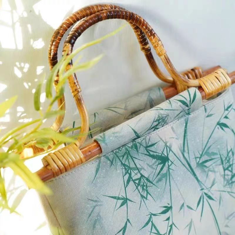 ZllKl  Wholesale Tianyuan Bamboo Joint New Chinese Handbag Suede Antique Style Printed Large Capacity Han Chinese Clothing Cheongsam Bag