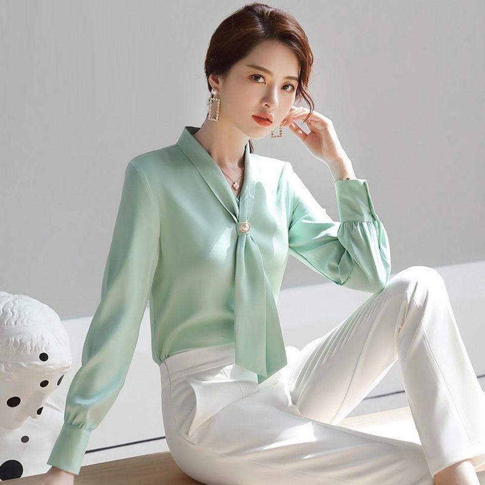 zllkl  Chiffon New Suit Shirt Women's Thin Fashion Design Niche Top Drape Temperament Long Sleeve Spring and Summer Shirt