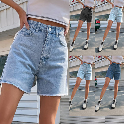 30760#  Trendy Loose Casual Women's Clothing New Denim Shorts Casual High Waist Loose-Fitting Slimming Pants