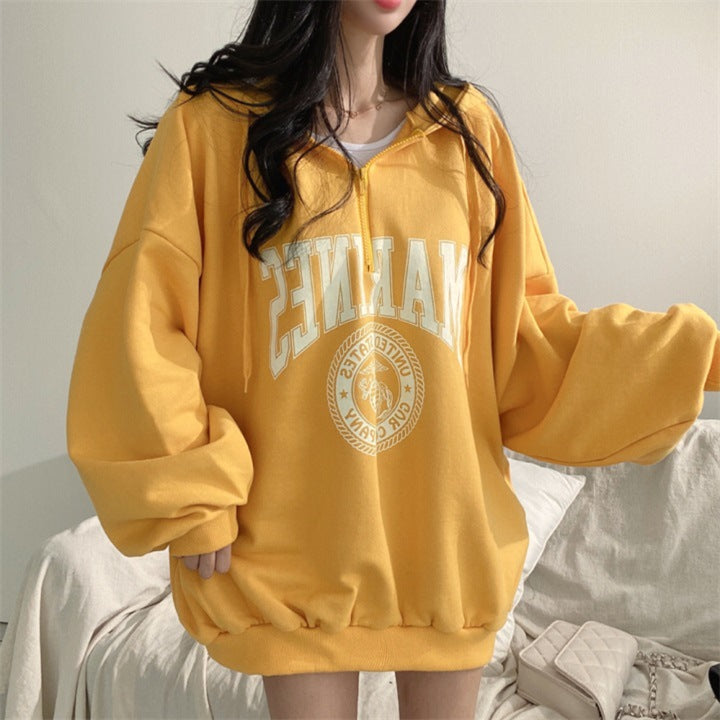 ZLLKL 2025 Wholesale, cotton zipper hooded sweater women's loose Korean version medium and long top, spring and autumn high street coat ins trendy brand