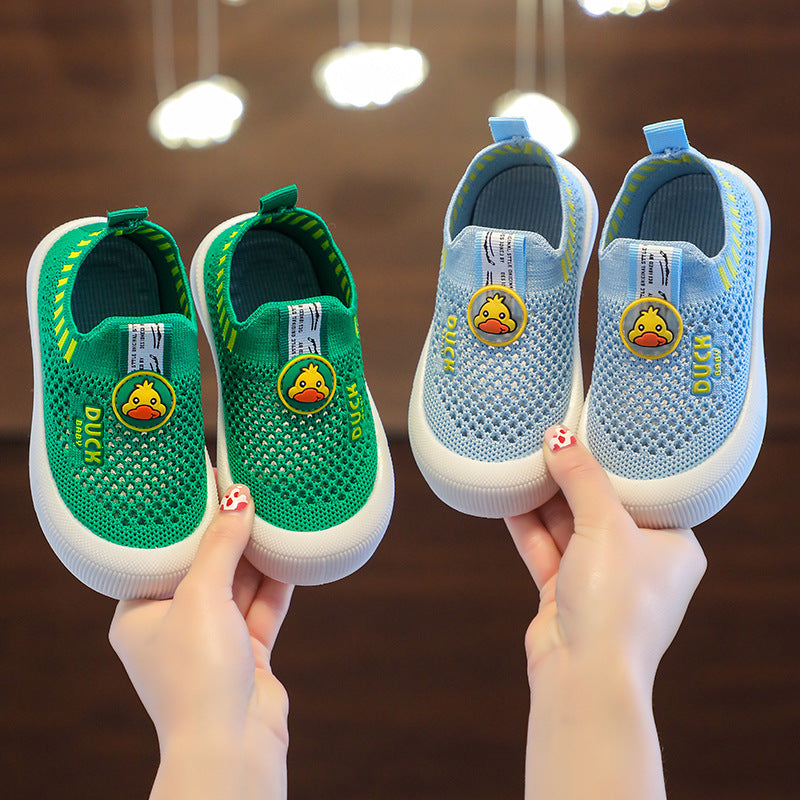 ZllKl  Spring and Summer Children's Breathable Mesh Shoes Non-Slip Flying Woven Shoes Soft-Soled Shoes for Baby Slip-on Casual Shoes