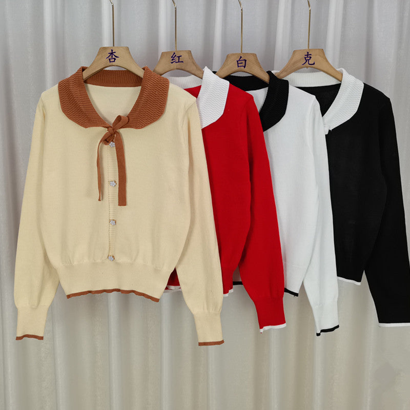 Chiffon fashion doll collar bottoming shirt women's autumn and winter new long-sleeved thickened inner women's sweater