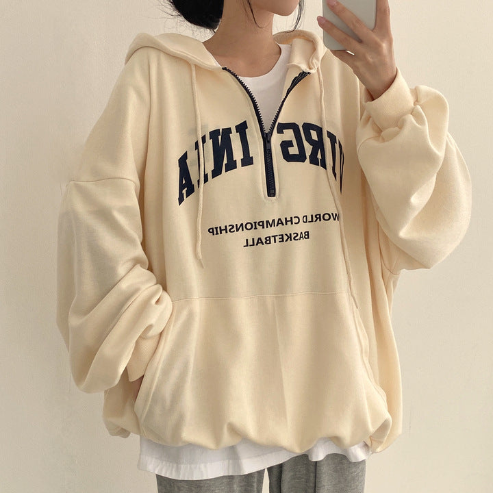 ZLLKL 2025 Wholesale 3 colors, fleece thickened cotton zipper hooded sweater women's loose Korean version spring and autumn winter ins trendy brand thin