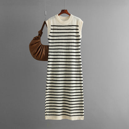 ZllKl New summer   new slim-fit intercolor women's knitted sweater striped long dress fashion dress