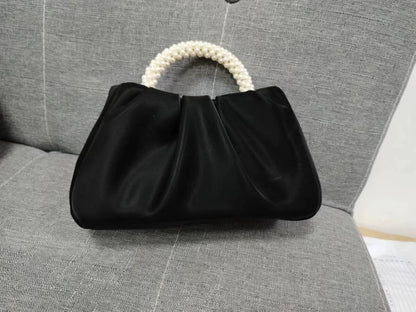 ZllKl  Pleated Small Bag  High-Grade Fairy Pearl Small Handbag Gentle Crossbody Cloud Bag for Women