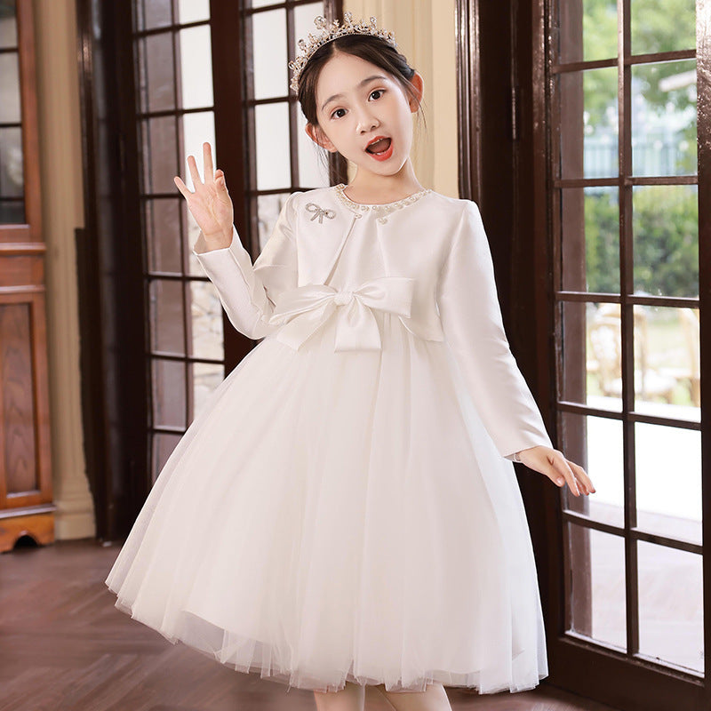 ZllKl  Girl's Dress Children's Big Violin Piano Grading Performance Dress Little Girl's Birthday Host Princess Dress Summer