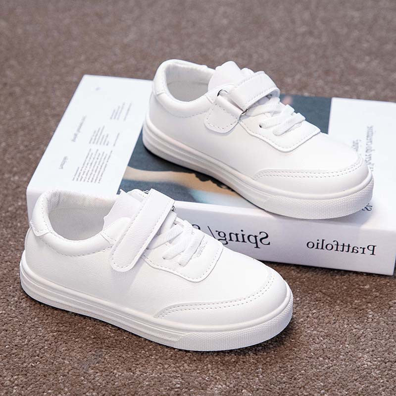 ZllKl  Children's White Shoes  Autumn New Korean Style Primary School Student Soft Bottom White Board Shoes Boys and Girls Sports Shoes