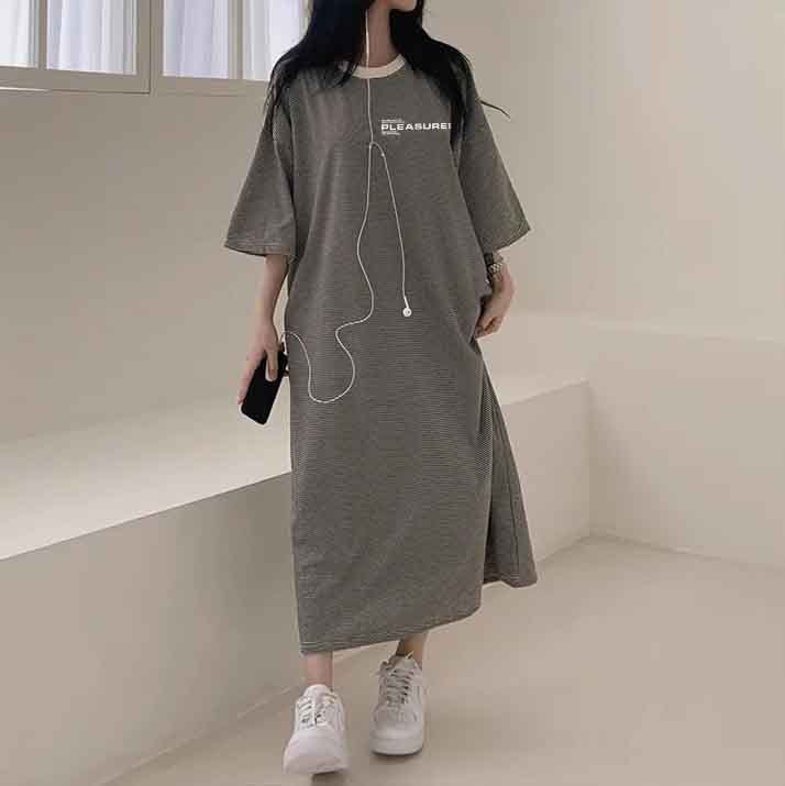 ZllKl 2025Manufacturer pure cotton Japanese short-sleeved dress women's summer popular new design loose printing medium and long t