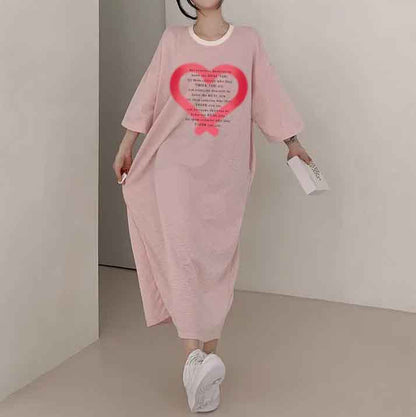 ZllKl 2025Manufacturer pure cotton Korea loose and thin letters short-sleeved long T-shirt skirt women's popular new summer explosion leisure