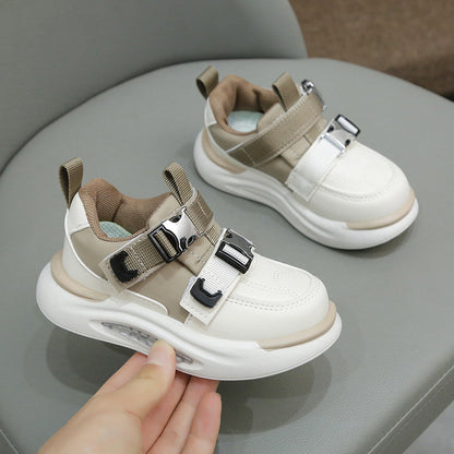 ZllKl  Children's Sneaker Leather  Spring and Autumn New Boys and Girls Toddler Shoes Boys' Non-Slip Casual Running Shoes