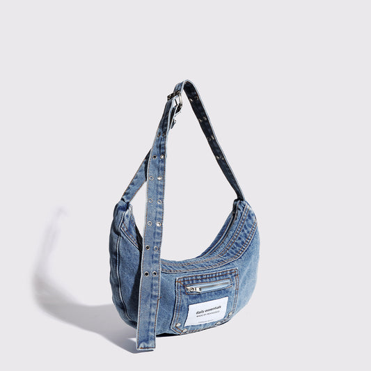 ZllKl  New Underarm Bag Special-Interest Design Retro Washed Jean Bag Advanced Dumpling Bag Sweet Cool Hot Girl All-Match Fashion