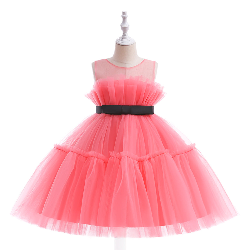 ZllKl  One Year Old Celebration Dress   Foreign Trade New Popular Girls Color Matching Pettiskirt Cake Dress Children's Dress