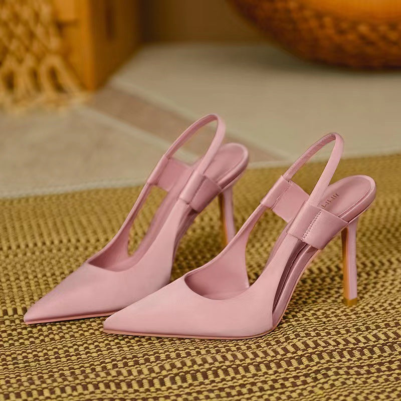 ZllKl  Fairy High Heels Women's  New Pointed Toe  Stiletto Heel Muller Shoes Casual Outdoor Closed Toe Sandals Fashionable Microfiber