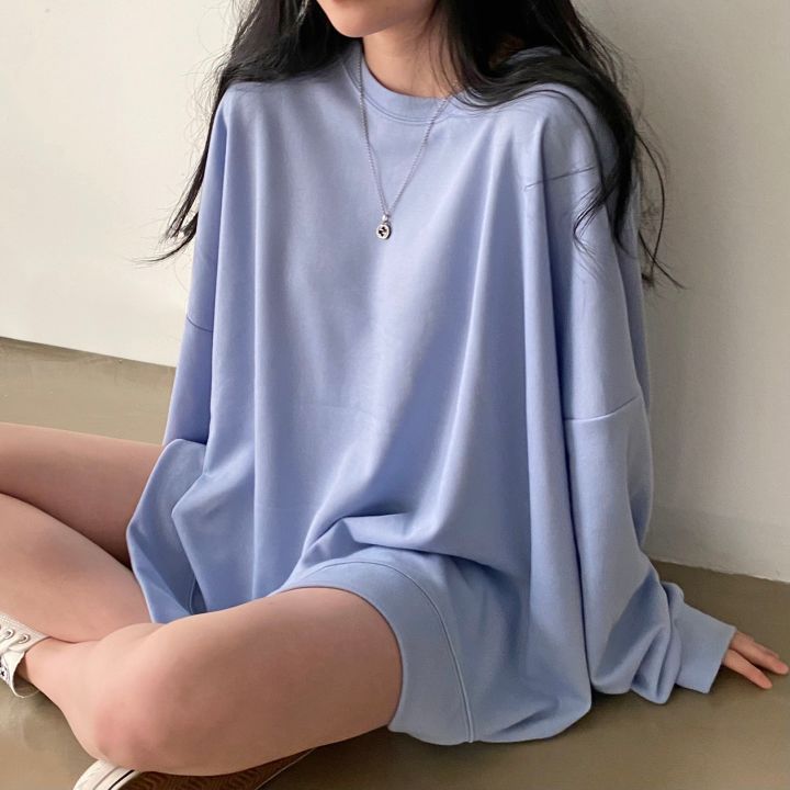 ZLLKL 2025 Cotton sweater women's loose Korean version spring and autumn thin vintage long-sleeved t-shirt clothes students lazy wind Popular trade