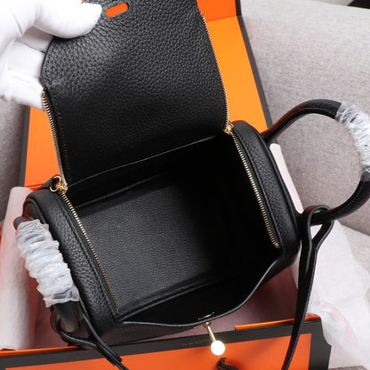 ZllKl  Lindy Bag Cowhide New Mini Pillow Bag Doctor Medical Box Messenger Bag Female Commuter Doctor Leather Shoulder Bag